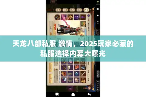 天龙八部私服 激情，2025玩家必藏的私服选择内幕大曝光