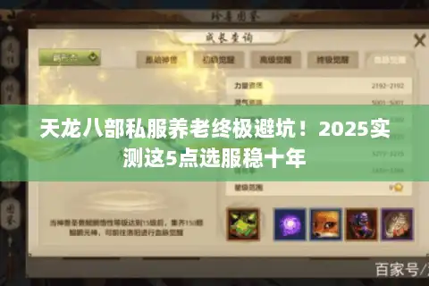 天龙八部私服养老终极避坑！2025实测这5点选服稳十年