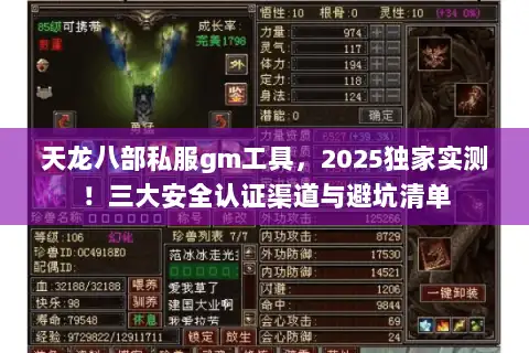 天龙八部私服gm工具，2025独家实测！三大安全认证渠道与避坑清单