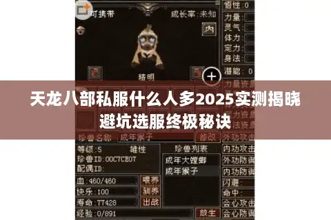 天龙八部私服什么人多2025实测揭晓避坑选服终极秘诀