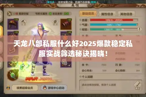 天龙八部私服什么好2025爆款稳定私服实战筛选秘诀揭晓! 天龙八部私服什么好2025爆款稳定私服实战筛选秘诀揭晓!