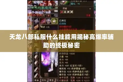 天龙八部私服什么挂能用揭秘高爆率辅助的终极秘密 天龙八部私服什么挂能用揭秘高爆率辅助的终极秘密