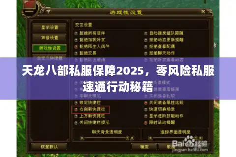 天龙八部私服保障2025，零风险私服速通行动秘籍