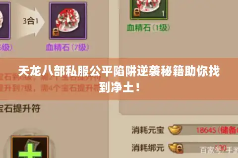 天龙八部私服公平陷阱逆袭秘籍助你找到净土！