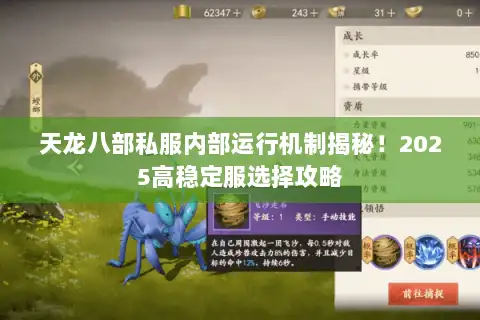 天龙八部私服内部运行机制揭秘！2025高稳定服选择攻略