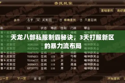 天龙八部私服制霸秘诀，3天打服新区的暴力流布局