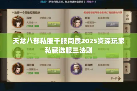 天龙八部私服千服同质2025资深玩家私藏选服三法则