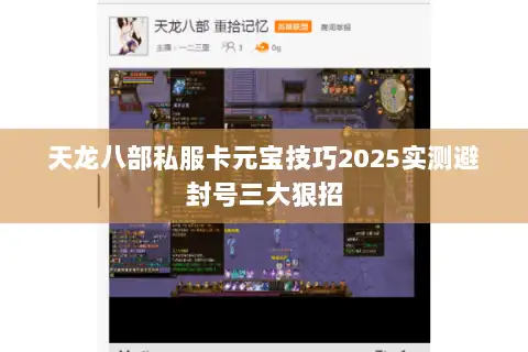 天龙八部私服卡元宝技巧2025实测避封号三大狠招