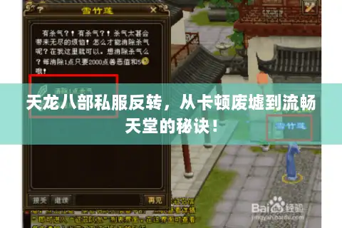 天龙八部私服反转，从卡顿废墟到流畅天堂的秘诀！
