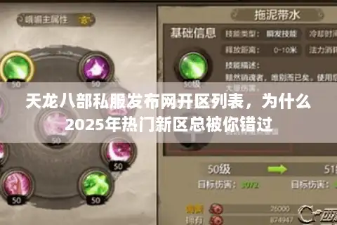 天龙八部私服发布网开区列表，为什么2025年热门新区总被你错过