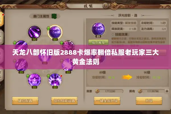 天龙八部怀旧版2888卡爆率翻倍私服老玩家三大黄金法则