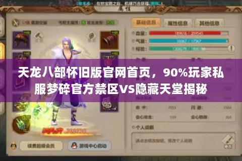 天龙八部怀旧版官网首页，90%玩家私服梦碎官方禁区VS隐藏天堂揭秘