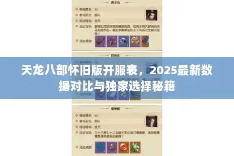 天龙八部怀旧版开服表,2025最新数据对比与独家选择秘籍 天龙八部怀旧版开服表,2025最新数据对比与独家选择秘籍