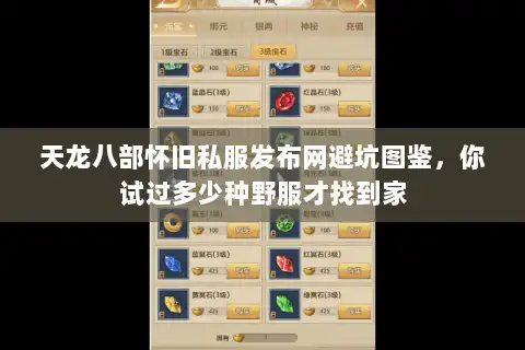 天龙八部怀旧私服发布网避坑图鉴，你试过多少种野服才找到家