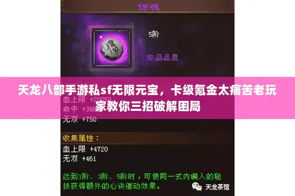 天龙八部手游私sf无限元宝，卡级氪金太痛苦老玩家教你三招破解困局