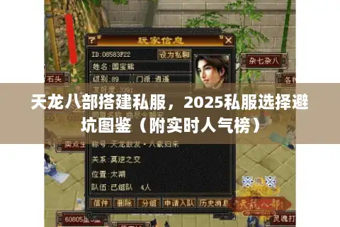 天龙八部搭建私服，2025私服选择避坑图鉴（附实时人气榜）