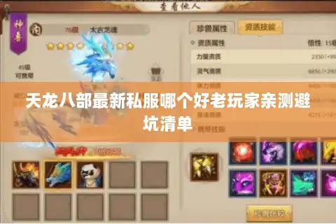 天龙八部最新私服哪个好老玩家亲测避坑清单