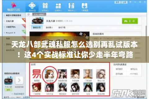 天龙八部武魂私服怎么选别再乱试版本！这4个实战标准让你少走半年弯路