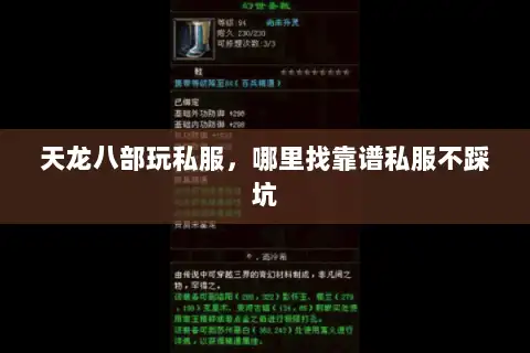 天龙八部玩私服，哪里找靠谱私服不踩坑