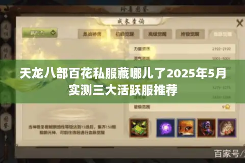 天龙八部百花私服藏哪儿了2025年5月实测三大活跃服推荐