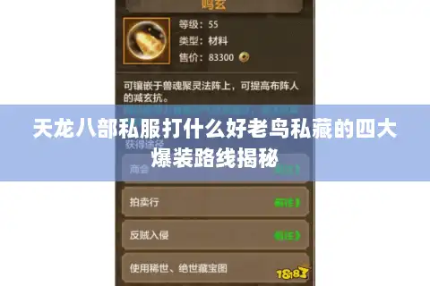 天龙八部私服打什么好老鸟私藏的四大爆装路线揭秘