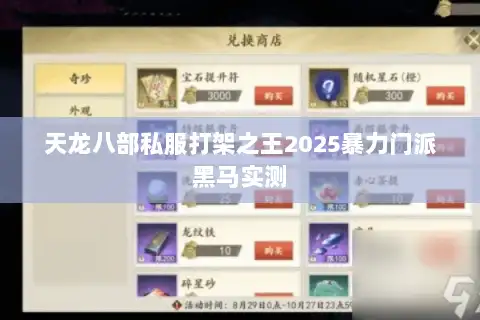 天龙八部私服打架之王2025暴力门派黑马实测