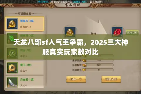 天龙八部sf人气王争霸,2025三大神服真实玩家数对比 天龙八部sf人气王争霸,2025三大神服真实玩家数对比