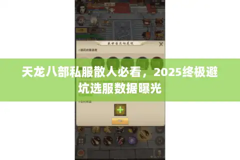 天龙八部私服散人必看，2025终极避坑选服数据曝光