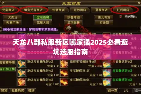 天龙八部私服新区哪家强2025必看避坑选服指南 天龙八部私服新区哪家强2025必看避坑选服指南