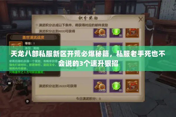 天龙八部私服新区开荒必爆秘籍,私服老手死也不会说的3个速升狠招 天龙八部私服新区开荒必爆秘籍,私服老手死也不会说的3个速升狠招