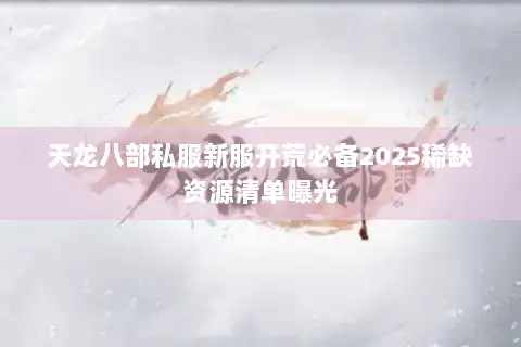 天龙八部私服新服开荒必备2025稀缺资源清单曝光