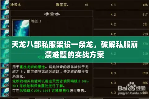 天龙八部私服架设一条龙,破解私服崩溃难题的实战方案 天龙八部私服架设一条龙,破解私服崩溃难题的实战方案