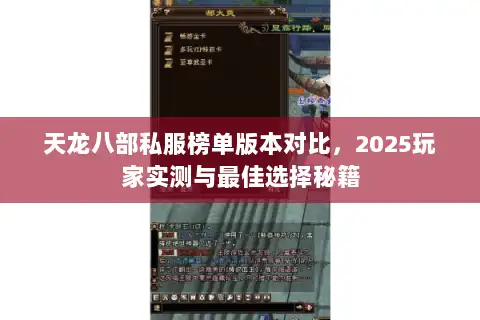 天龙八部私服榜单版本对比，2025玩家实测与最佳选择秘籍