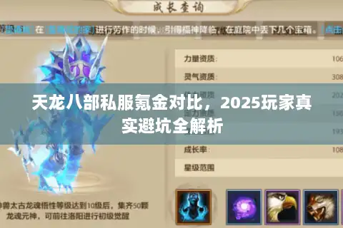 天龙八部私服氪金对比，2025玩家真实避坑全解析