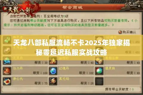 天龙八部私服流畅不卡2025年独家揭秘零延迟私服实战攻略