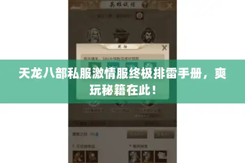天龙八部私服激情服终极排雷手册，爽玩秘籍在此！