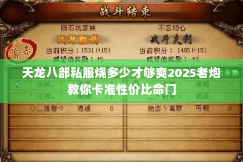 天龙八部私服烧多少才够爽2025老炮教你卡准性价比命门 天龙八部私服烧多少才够爽2025老炮教你卡准性价比命门