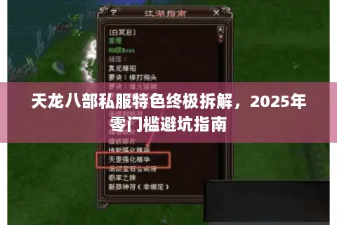 天龙八部私服特色终极拆解，2025年零门槛避坑指南