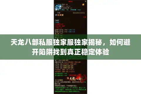天龙八部私服独家服独家揭秘，如何避开陷阱找到真正稳定体验