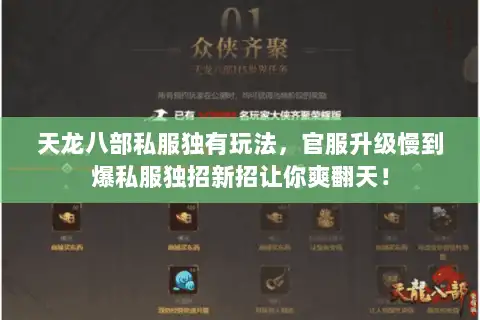 天龙八部私服独有玩法，官服升级慢到爆私服独招新招让你爽翻天！