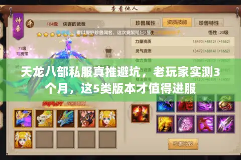 天龙八部私服真推避坑，老玩家实测3个月，这5类版本才值得进服