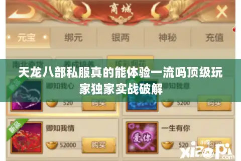 天龙八部私服真的能体验一流吗顶级玩家独家实战破解 天龙八部私服真的能体验一流吗顶级玩家独家实战破解