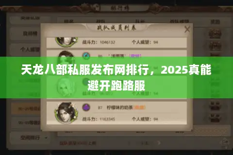 天龙八部私服发布网排行，2025真能避开跑路服