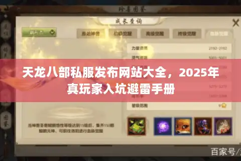 天龙八部私服发布网站大全，2025年真玩家入坑避雷手册