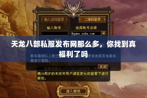 天龙八部私服发布网那么多，你找到真福利了吗