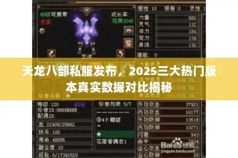 天龙八部私服发布，2025三大热门版本真实数据对比揭秘