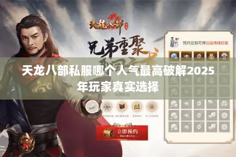天龙八部私服哪个人气最高破解2025年玩家真实选择