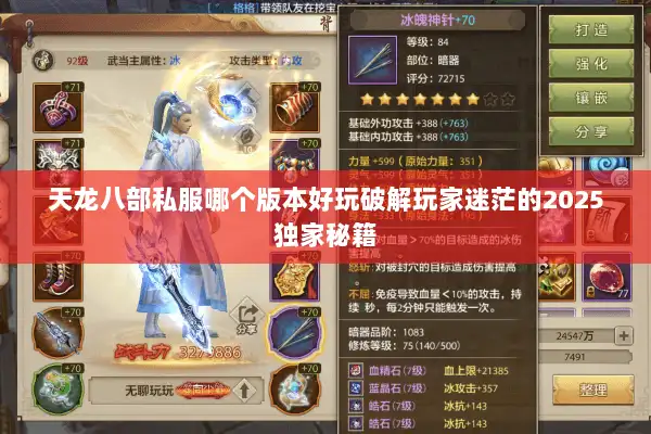 天龙八部私服哪个版本好玩破解玩家迷茫的2025独家秘籍