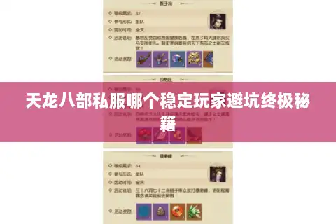 天龙八部私服哪个稳定玩家避坑终极秘籍