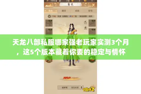 天龙八部私服哪家强老玩家实测3个月，这5个版本藏着你要的稳定与情怀